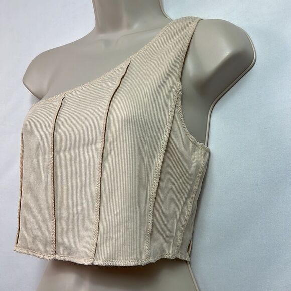 Super down one shoulder seamed crop cami top size medium NWT - Picture 4 of 11